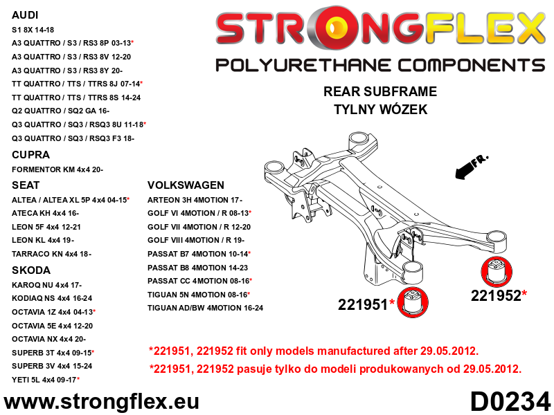226240B: Full suspension polyurethane bush kit