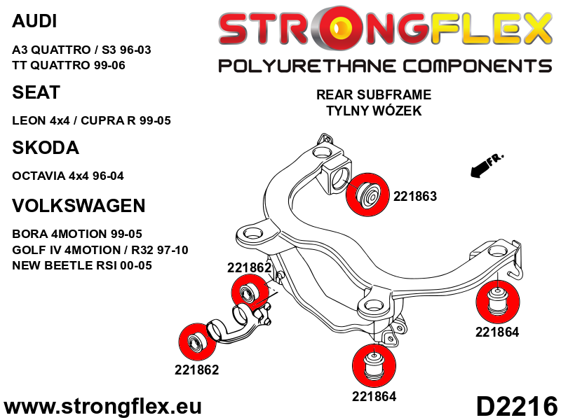 226242A: Rear subframe bush kit SPORT