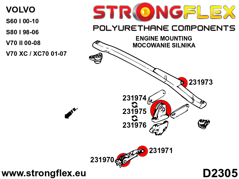 231976B: Front upper engine mount bush - front