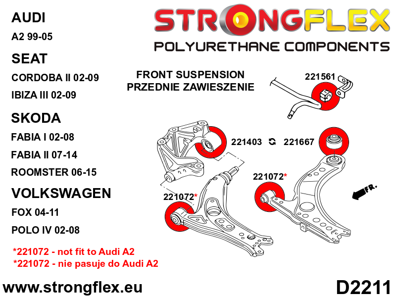 226245B: Front suspension and ream beam bush kit