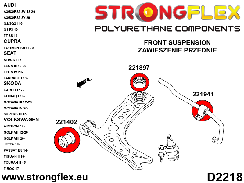 226246B: Front suspension and ream beam bush kit