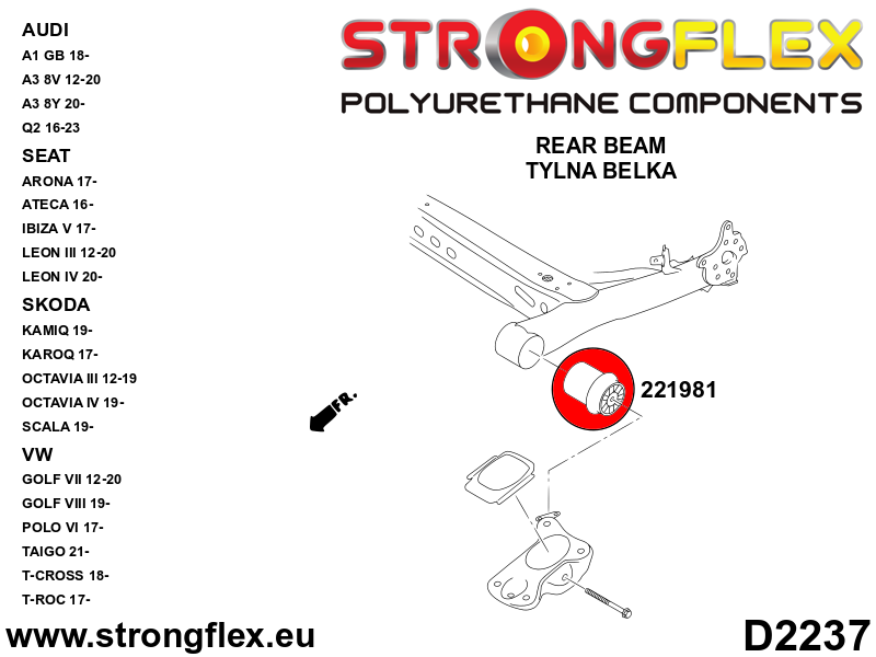 226247A: Front suspension and ream beam bush kit SPORT