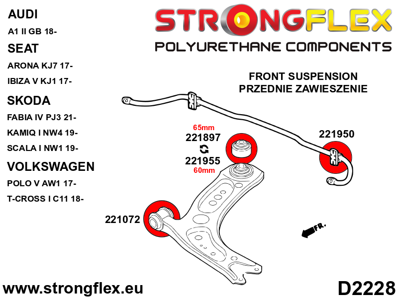 226247A: Front suspension and ream beam bush kit SPORT