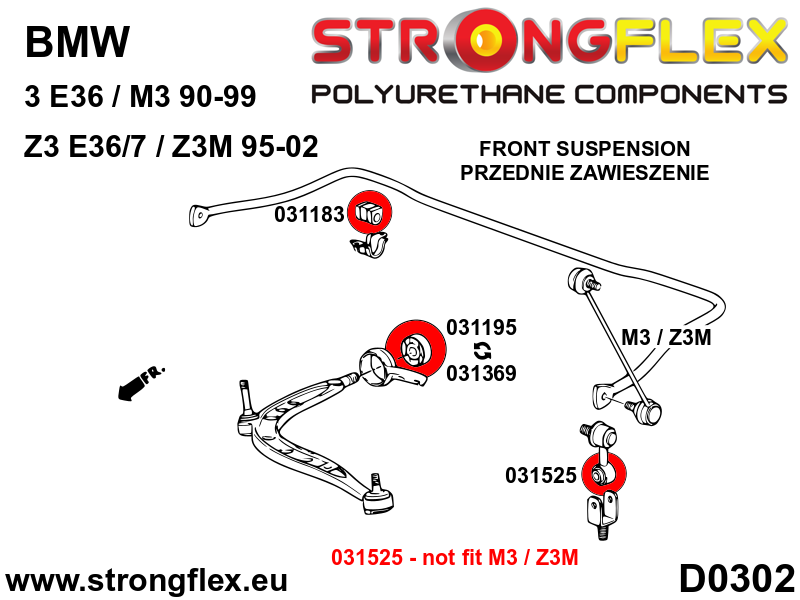 036135A: Front suspension bush kit SPORT