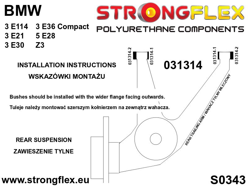 036136A: Rear suspension bush kit SPORT