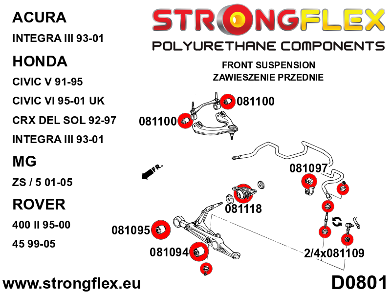 086250A: Full suspension bush kit SPORT