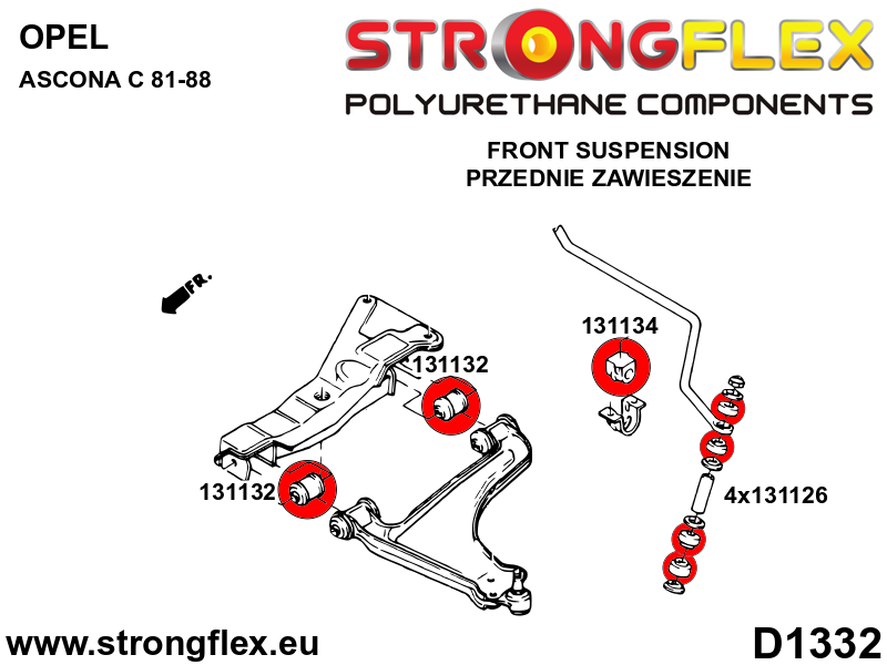136240A: Front suspension bush kit SPORT
