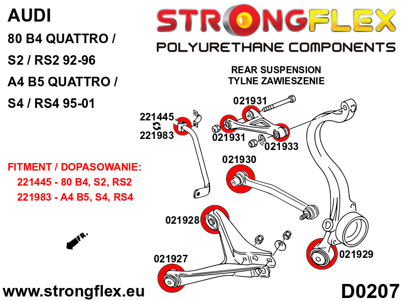 026291B: Full suspension polyurethane bush kit