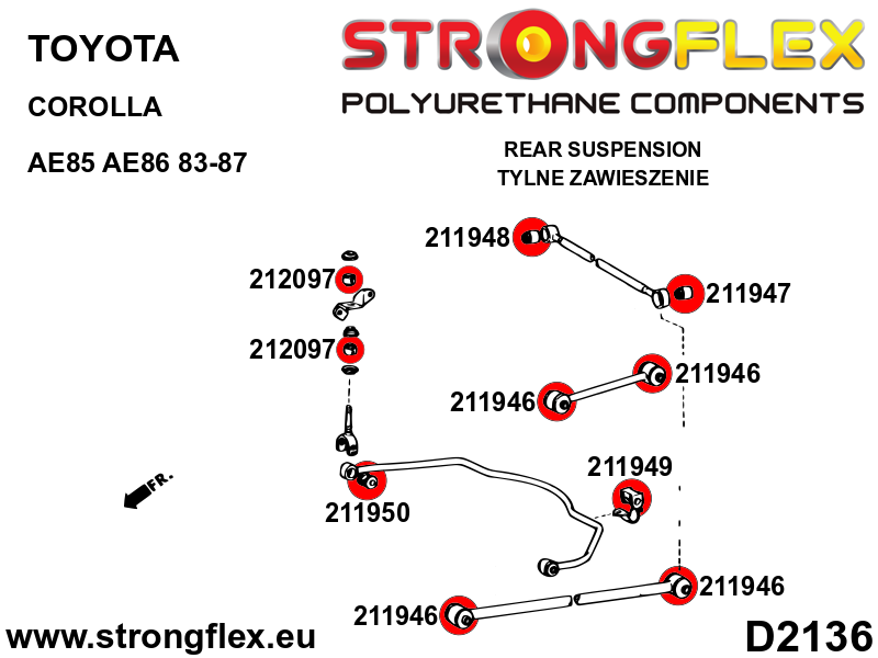 212097A: Rear anti roll bar link bush SPORT