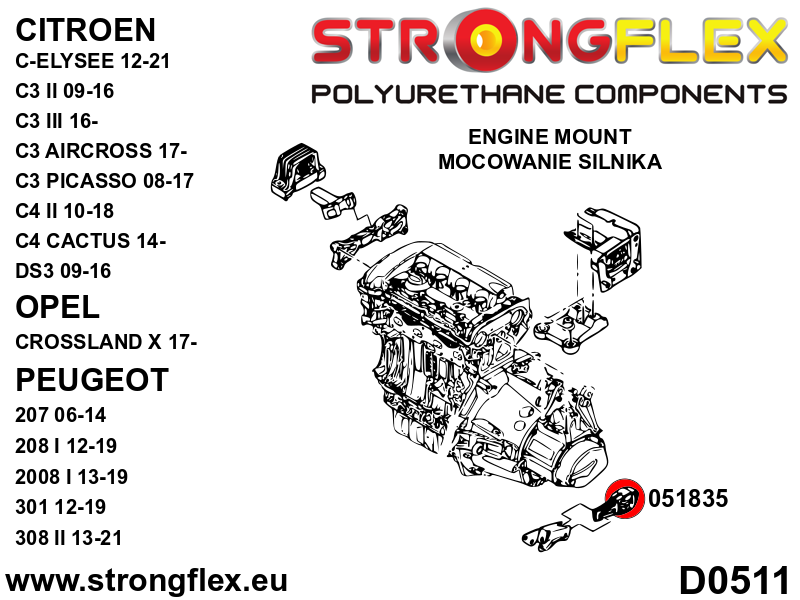 051835B: Rear lower engine mount insert
