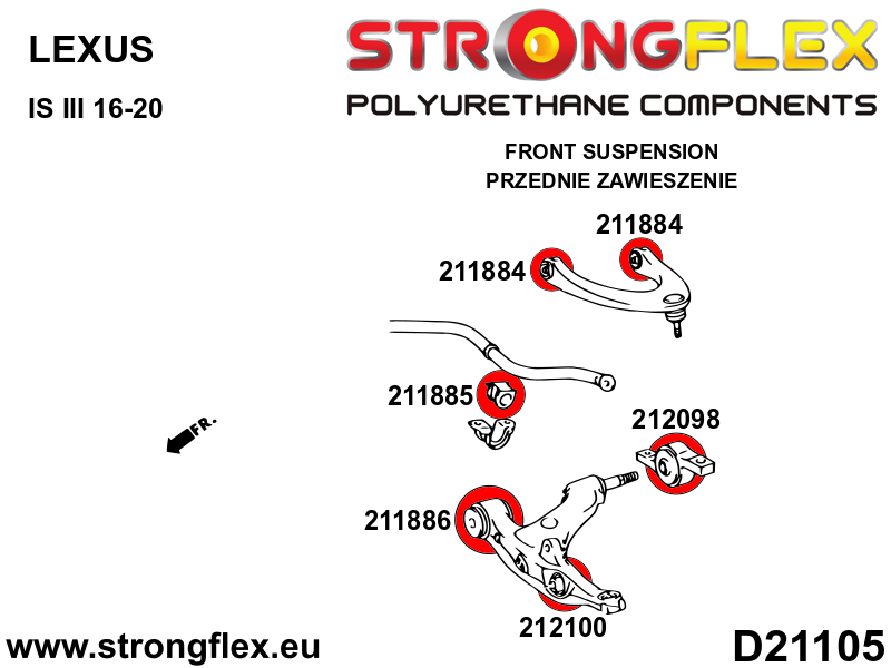 212100A: Front wishbone bush - to shock absorber SPORT