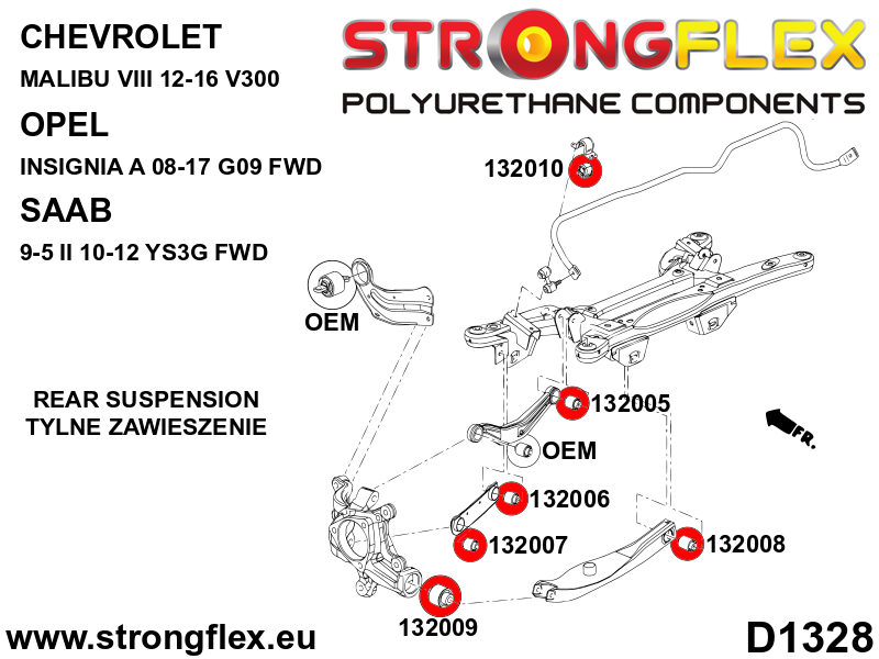 136254A: Rear suspension bush kit SPORT