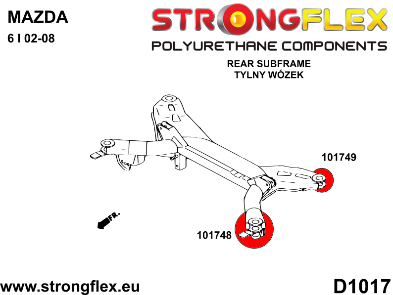 106193A: Rear beam mounting bush kit SPORT