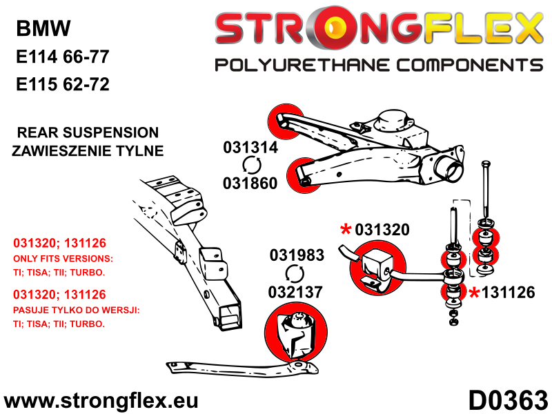 036151B: Rear suspension bush kit