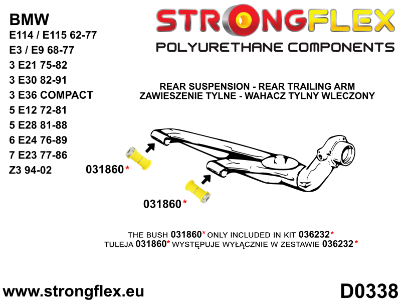 036151B: Rear suspension bush kit
