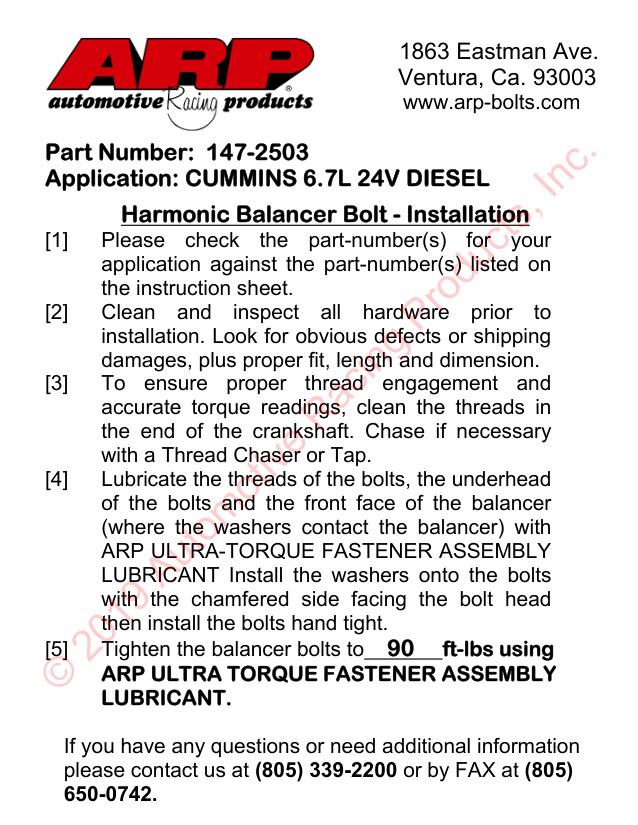 CUMMINS 6,7L 24V DIESEL BALANCERBOUTKIT