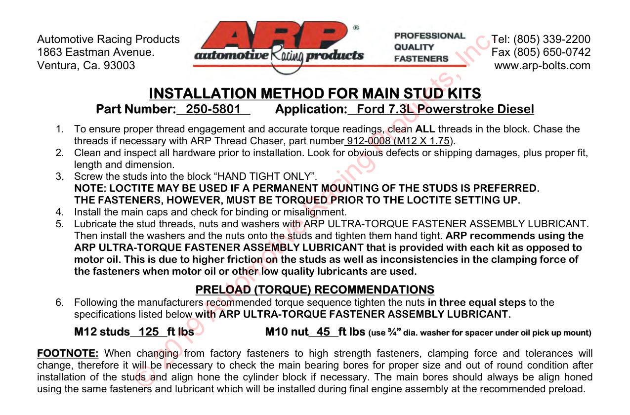 Ford 7.3L Power Stroke diesel '93-'02 hoofdboutset