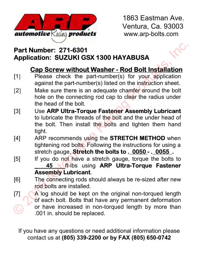 Suzuki Hayabusa GSX1300 drijfstangboutenset