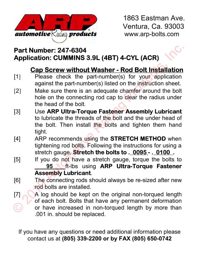 Dodge Rod Bolts-set