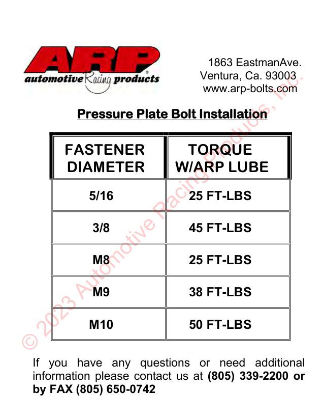 Chevy pressure plate bolt kit