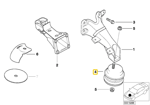 Aluminium motor- en versnellingsbaksteunen BMW E36, E46
