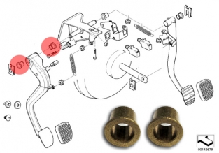 Bronze bus brake or clutch pedal set