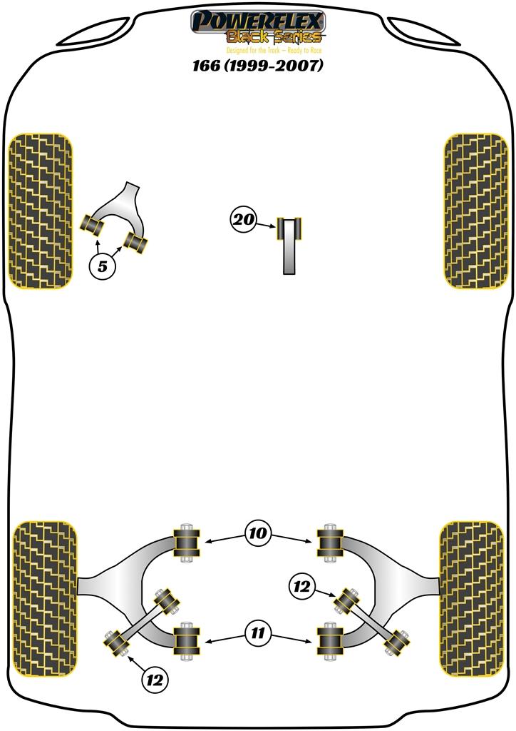 Rear Wishbone Rear Bush 166, black