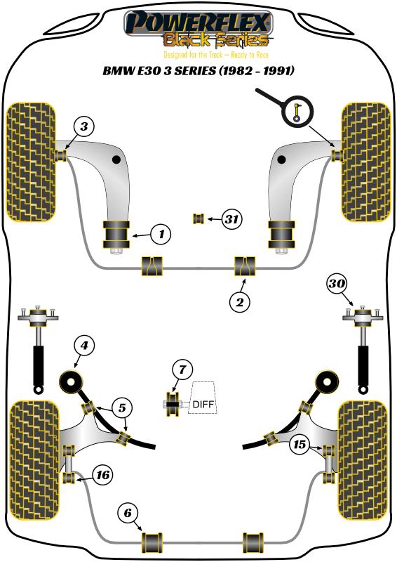 Rear Shock Top Mount Bracket and Bush 10mm 3 Series, Z Series, road