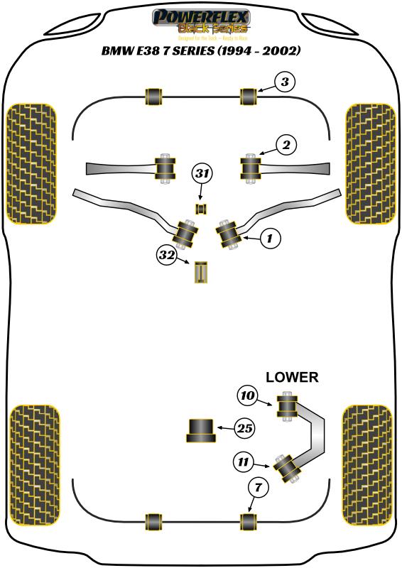 Montagebus stabilisatorstang voorzijde 20,5 mm 7 Series, black