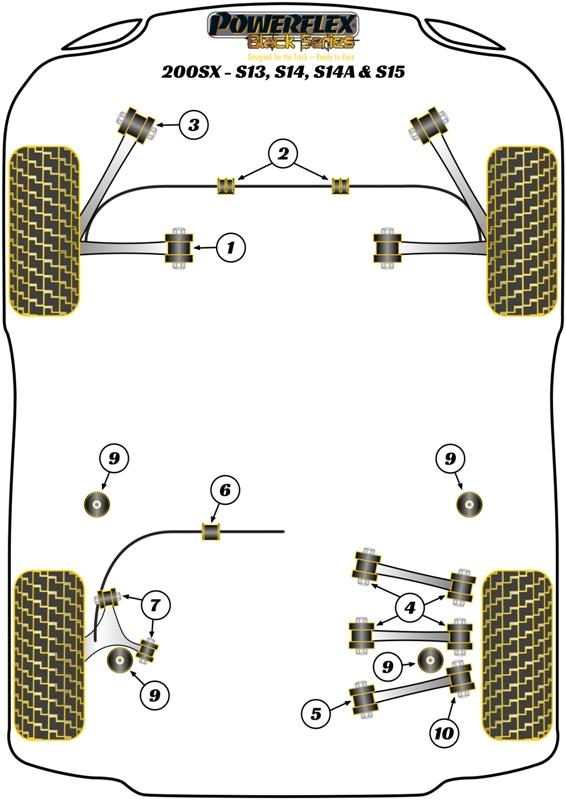 Rear Lower Arm Bush SILVIA 200SX - S13, S14, & S15, Skyline, road