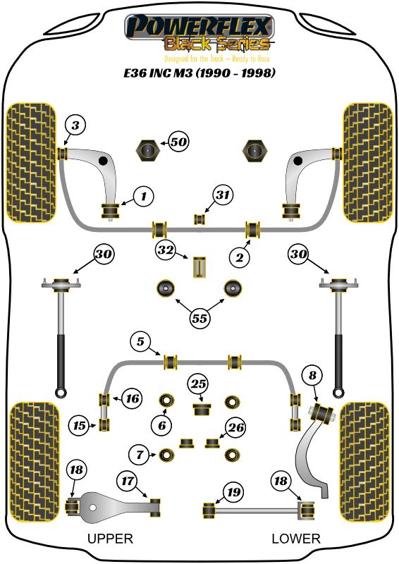 Rear Anti Roll Bar Mounting Bush 18mm 3 Series, 5 Series, 6 Series, 7 Series, Z Series, road