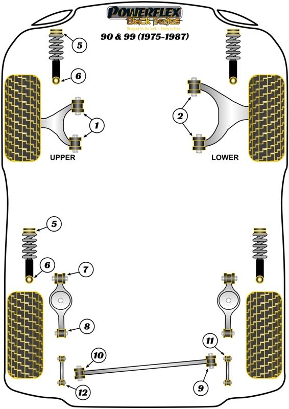 Achterste Panhardstang naar carrosseriebus 90 & 99, 900, black