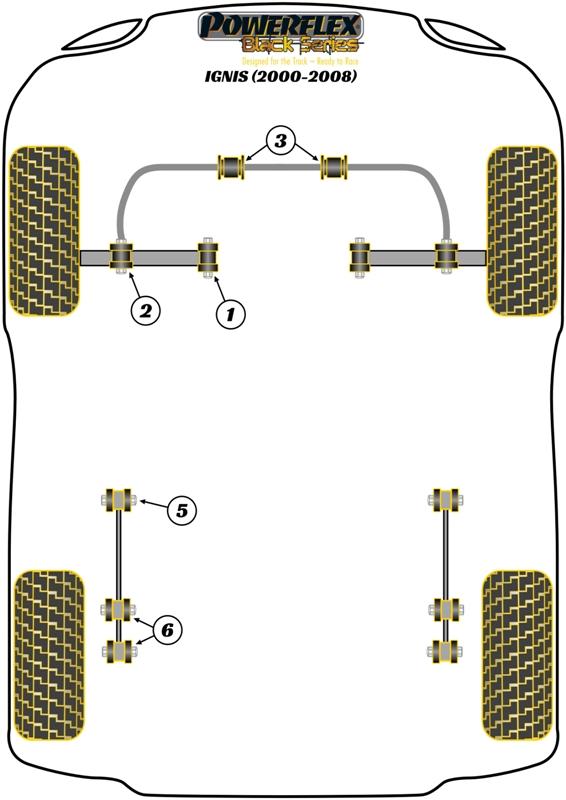 Voorste stabilisatorstangbus 21 mm Ignis (2000-2008), Wagon R, black