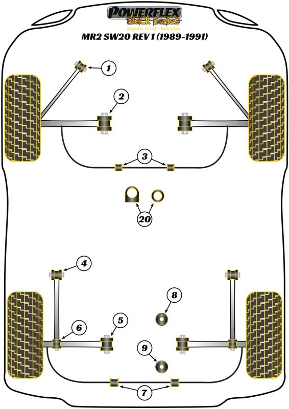 Voorste stabilisatorstangbus 18 mm MR2 Models, heritage
