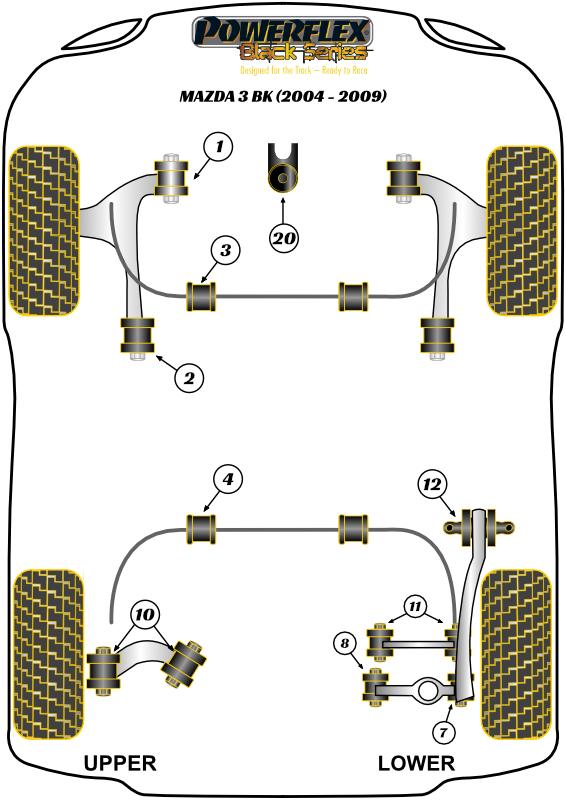 Bus stabilisatorstang achter, 25 mm, alleen MPS Mazda 3, black