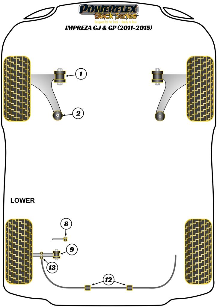 Voorste draagarm Achterbus Antilift en casterafstelling Impreza, XV/Crosstrek GP, black