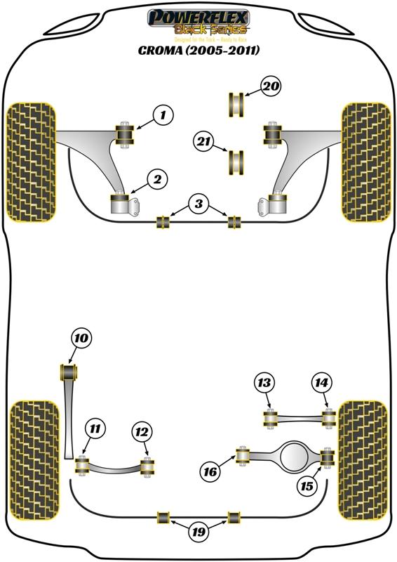 Montagebus stabilisatorstang achter 16 mm Croma, Vectra C (2002-2008), straat