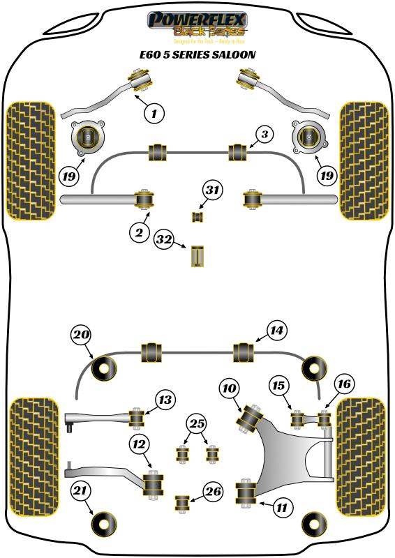 Rear Diff Rear Mounting Bush 5 Series, 6 Series, black