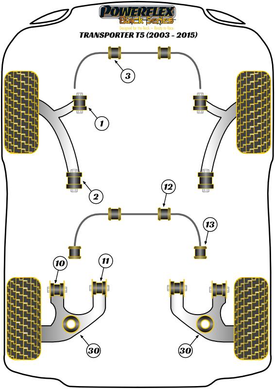 Achterste stabilisatorstangbus tot arm 22 mm Transporter Models, straat