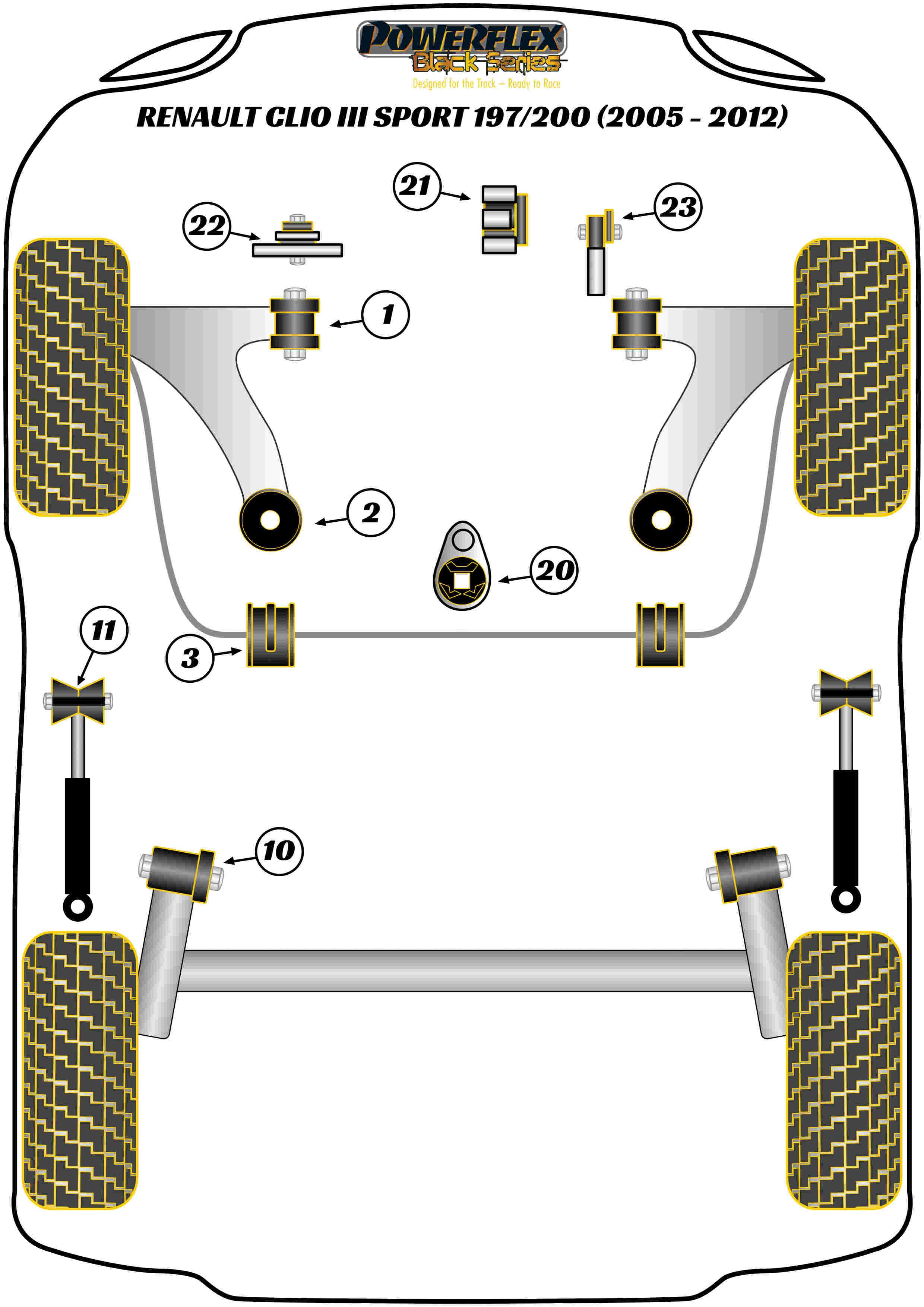 Front Arm Front Bush Camber Adjustable Clio Models, black