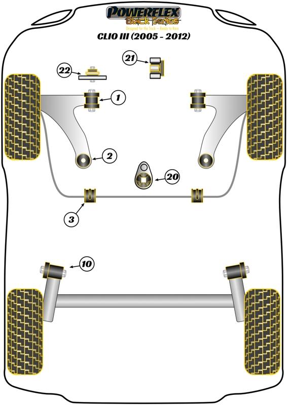 Voorste stabilisatorstangbus 20 mm Clio Models, Megane Models, straat