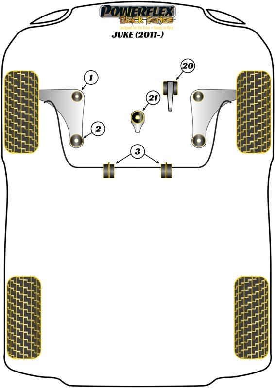 Lower Engine Mount Insert Juke, Pulsar C13, black