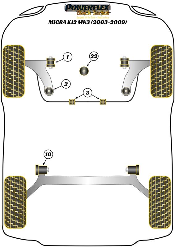 Voorste stabilisatorstangbus 20,5 mm Micra, Note / Tiida, Clio Models, black