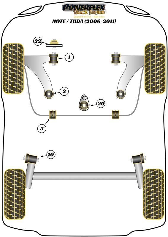 Rear Lower Engine Mounting Bush Note / Tiida, Clio Models, Megane Models, Scenic Models, black