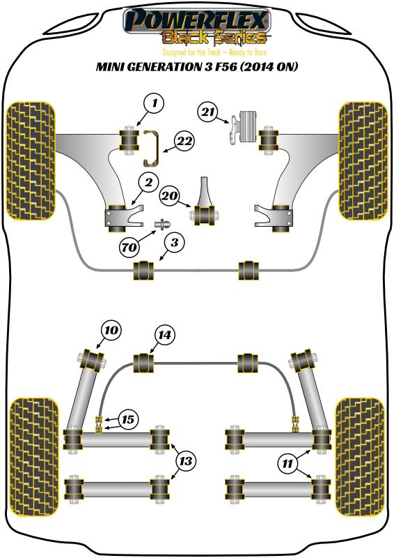 Achterste stabilisatorstangbus 20,7 mm F55 / F56 Gen 3, F57 Cabriolet, straat