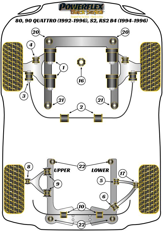 Rear Upper Arm Inner Bush (Pressed Arm) 80 / 90 - inc S2/RS2 & Quattro, A4 / S4 / RS4, black