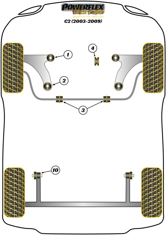 Rear Beam Mounting Bush C2 (2003-2009), C3 Models, 1007, road