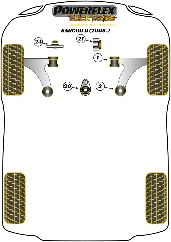 Upper Right Engine Mounting Bush Kangoo Models, Megane Models, Scenic Models, black