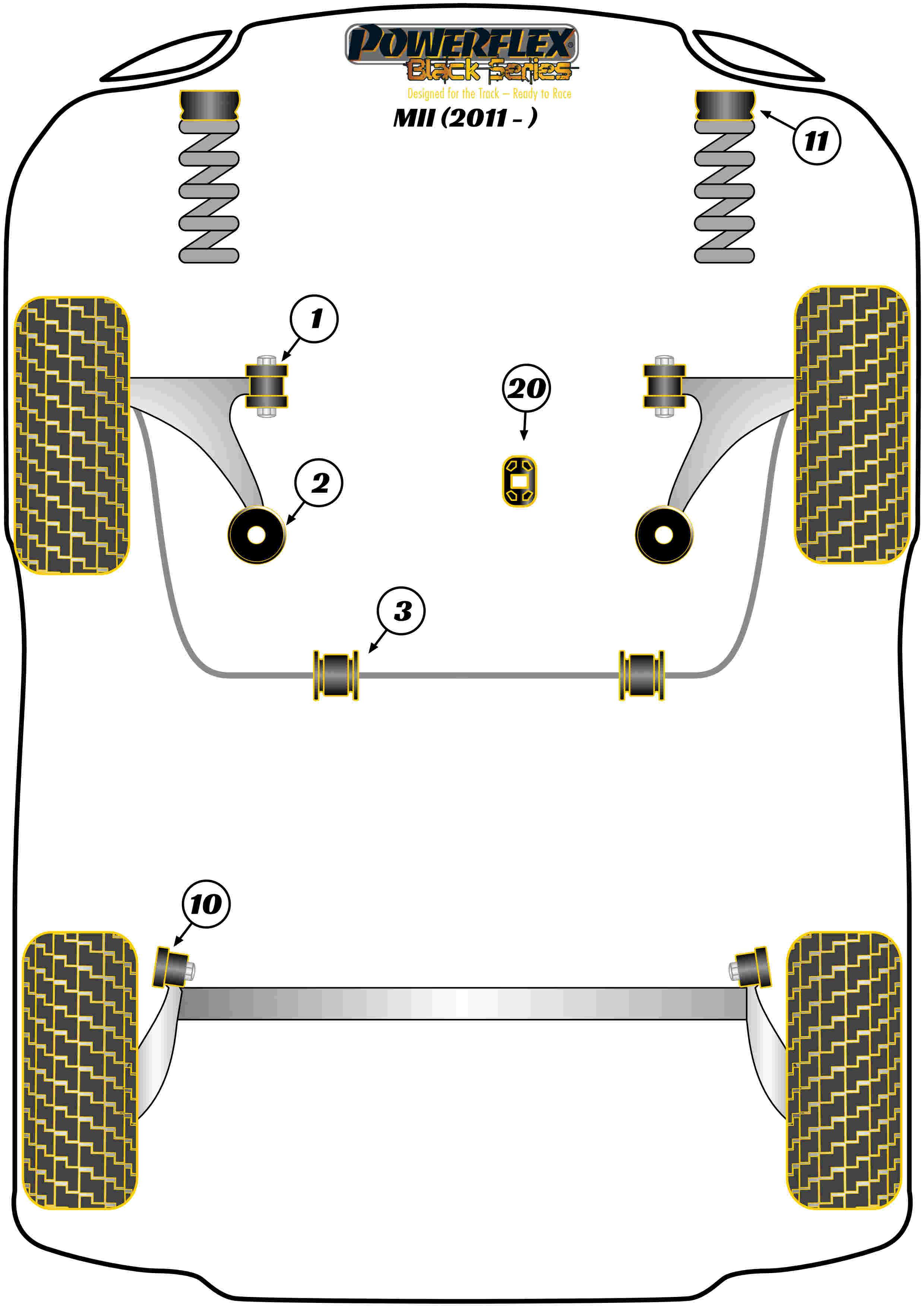 Rear Beam Mounting Bush Mii, Citigo, Up! inc. GTI, black