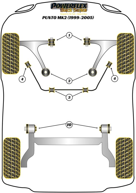 Voorste stabilisatorstang tot armbus 13 mm Punto, straat